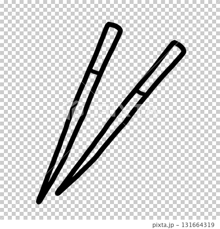 手描き線画のシンプルで可愛い箸のイラスト 131664319