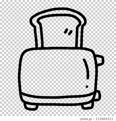 彈出式烤麵包機的簡單可愛的手繪線條畫 彈出式烤麵包機的簡單可愛的手繪線條畫 131664321