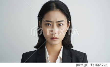 怒っているオフィスワーカー、中年日本人女性 怒っているオフィスワーカー、中年日本人女性 131664776