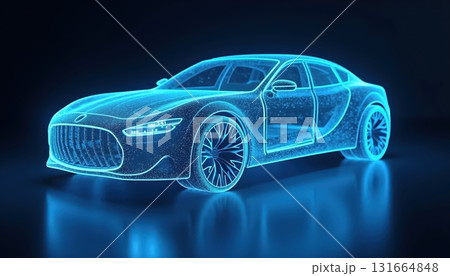 Holographic Car Concept Highlighting Innovation in Urban Transport 131664848