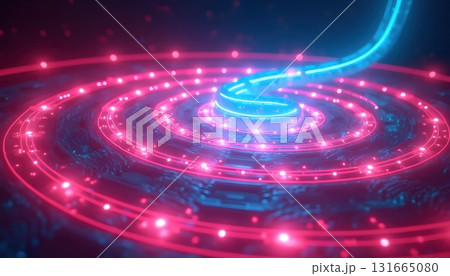 Infinite neon spiral glowing with surreal abstract dream visions 131665080