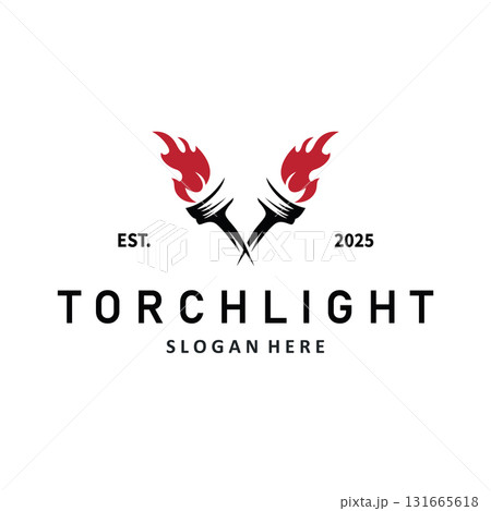 Torch logo, simple modern design, fire furnace, concept, symbol, illustration, poster template or product brand 131665618