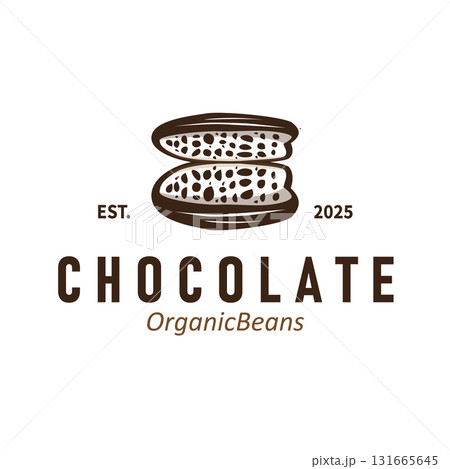 simple concept of cocoa bean logo, old vintage design and symbol of plantation plant and beverage template, illustration of brand product symbol and poster template simple concept of cocoa bean logo, old vintage design and symbol of plantation plant and beverage template, illustration of brand product symbol and poster template 131665645