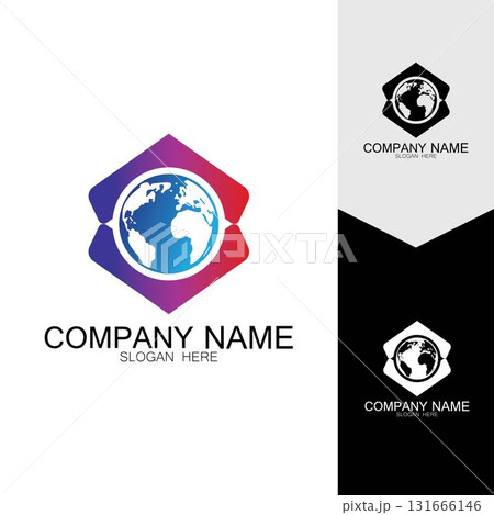 3D digital globe logo design. icon vector illustration. This logo is suitable for global company  world technologies and media and publicity agencies 3D digital globe logo design. icon vector illustration. This logo is suitable for global company  world technologies and media and publicity agencies 131666146