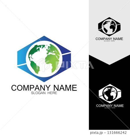 3D digital globe logo design. icon vector illustration. This logo is suitable for global company  world technologies and media and publicity agencies 131666242