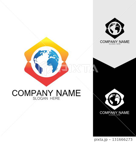 3D digital globe logo design. icon vector illustration. This logo is suitable for global company  world technologies and media and publicity agencies 131666273