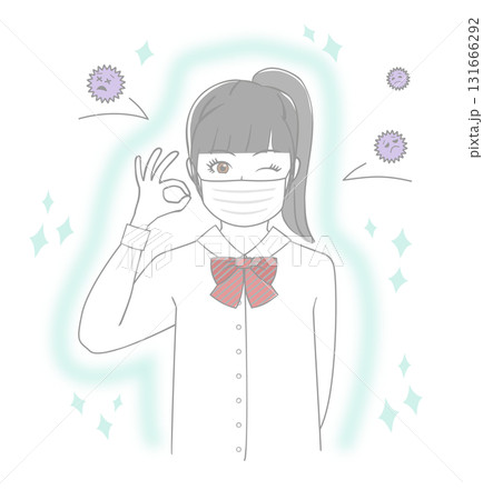 マスクをする女子生徒 マスクをする女子生徒 131666292