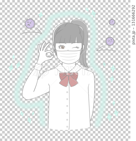 マスクをする女子生徒 マスクをする女子生徒 131666292