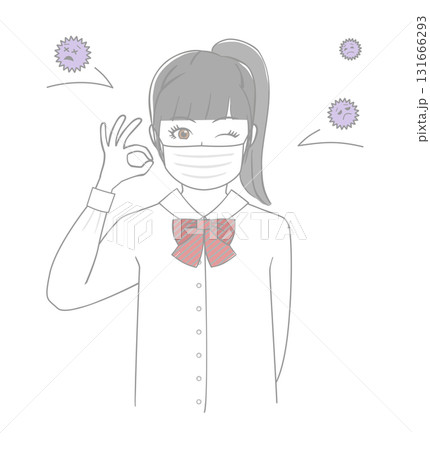 マスクをする女子生徒 131666293