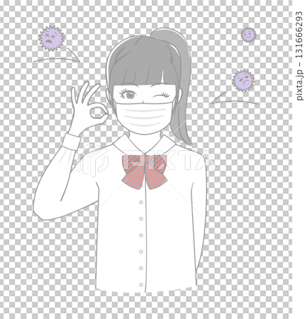 マスクをする女子生徒 131666293