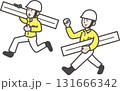 資材を運ぶ土木技師の男性二人のイラスト 131666342