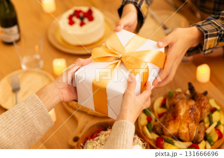クリスマスのホームパーティーをするファミリー 131666696