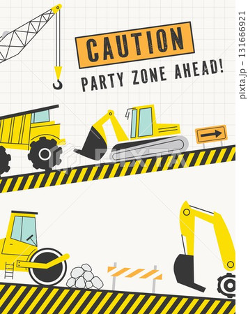 CONSTRUCTION SITE blank frame decorative element illustration building kiddy theme poster card announcement background 131666921