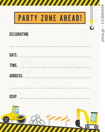 CONSTRUCTION SITE invitation building theme illustration printable ready to use invite design for kids  131666926