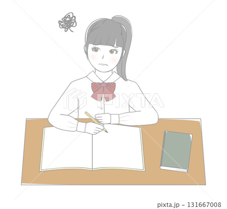 勉強する女子生徒 勉強する女子生徒 131667008