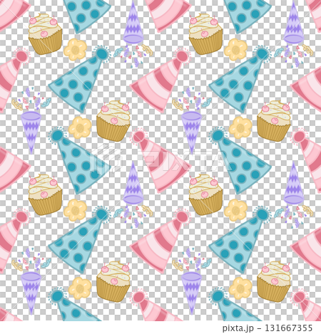 Seamless pattern flat Party collection set. Cute pastel colors. Seamless pattern flat Party collection set. Cute pastel colors. 131667355