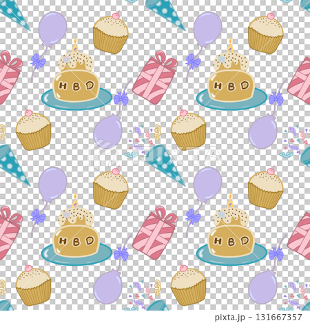 Seamless pattern flat Party collection set. Cute pastel colors. Seamless pattern flat Party collection set. Cute pastel colors. 131667357