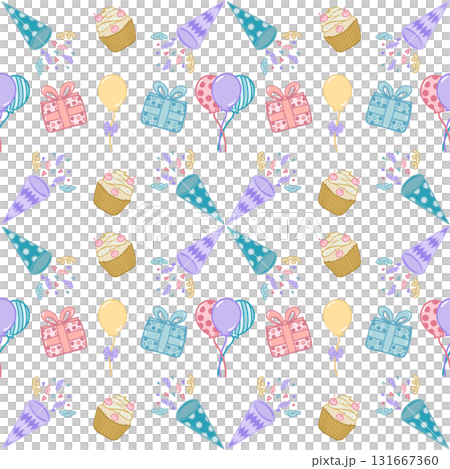 Seamless pattern flat Party collection set. Cute pastel colors. Seamless pattern flat Party collection set. Cute pastel colors. 131667360