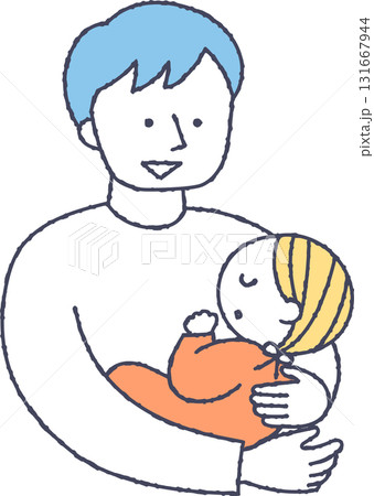 赤ちゃんを抱っこする男性 131667944
