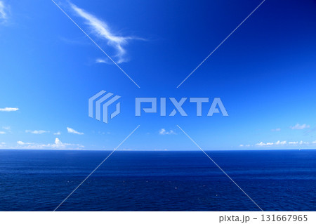 足摺半島から見る青い海と青い空 131667965