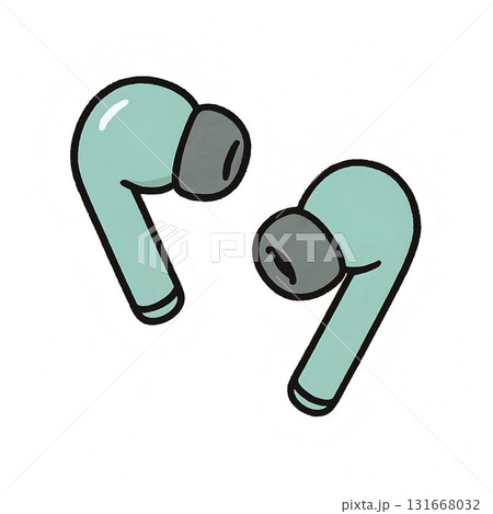 可愛いワイヤレスイヤホンのマンガ風イラスト 131668032