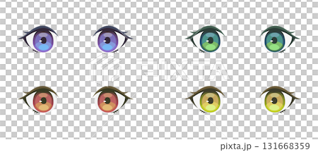 Anime-style eye illustrations, 4-color set 131668359