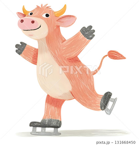 ウシがアイススケートをしている 131668450