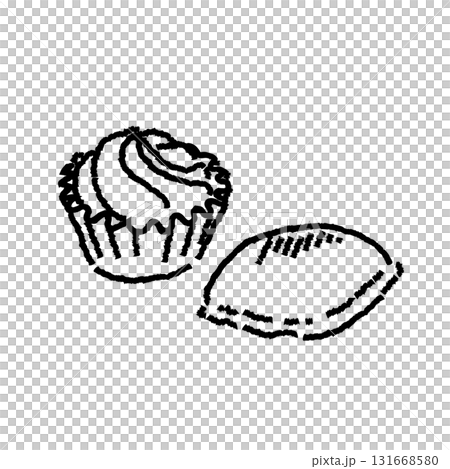スイートポテトのモノクロ線画イラスト 131668580