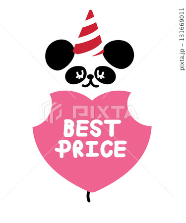 Cute Christmas BEST PRICE sale icon with panda bear for festive winter deal, online shopping, promotion, sticker, banner, special price, discount, web button, campaign, ads, zoo, souvenir shop, animal Cute Christmas BEST PRICE sale icon with panda bear for festive winter deal, online shopping, promotion, sticker, banner, special price, discount, web button, campaign, ads, zoo, souvenir shop, animal 131669011