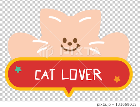 Cute illustrations of cat and CAT LOVER letters for adopt and rescue animals, sticker, pet shop, vet, kitten cartoon, character, comic, mascot, patch, foster home, shelter, forever home, paw friend Cute illustrations of cat and CAT LOVER letters for adopt and rescue animals, sticker, pet shop, vet, kitten cartoon, character, comic, mascot, patch, foster home, shelter, forever home, paw friend 131669015