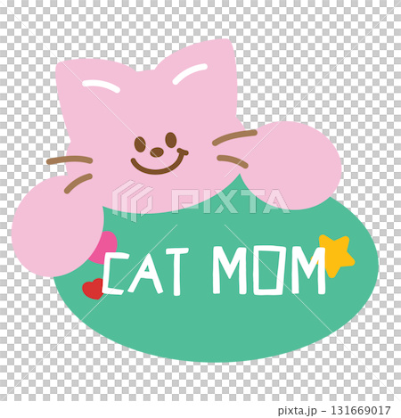 Cute illustrations of cat and CAT MOM letters for adopt and rescue animals, sticker, pet shop, vet, kitten cartoon, character, comic, mascot, patch, foster home, shelter, forever home, paw friend Cute illustrations of cat and CAT MOM letters for adopt and rescue animals, sticker, pet shop, vet, kitten cartoon, character, comic, mascot, patch, foster home, shelter, forever home, paw friend 131669017