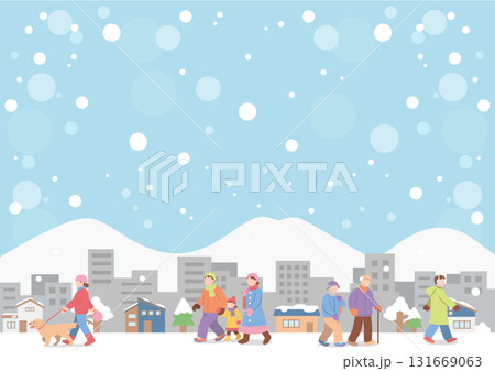 冬の街並みと人物 131669063