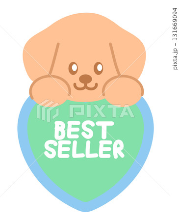 Cute BEST SELLER sale icon with puppy for online shopping, promotion, sticker, banner, special price, discount, web button, campaign badge, brochure, price tag, animal, pet shop, vet, dog cartoon, ads Cute BEST SELLER sale icon with puppy for online shopping, promotion, sticker, banner, special price, discount, web button, campaign badge, brochure, price tag, animal, pet shop, vet, dog cartoon, ads 131669094