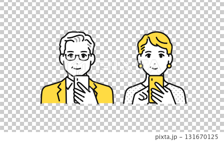 スマートフォン シニア夫婦 ベクター イラスト アイコン スマートフォン シニア夫婦 ベクター イラスト アイコン 131670125