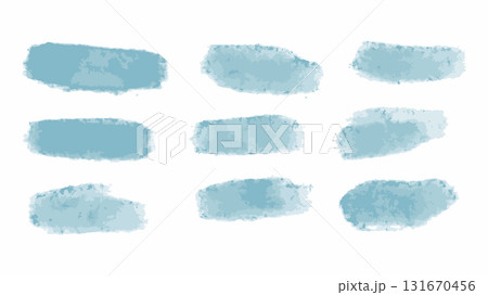 Set of blue paint brush strokes on white background. Collection of hand-painted brush textures in various shapes and thicknesses. vector. 131670456