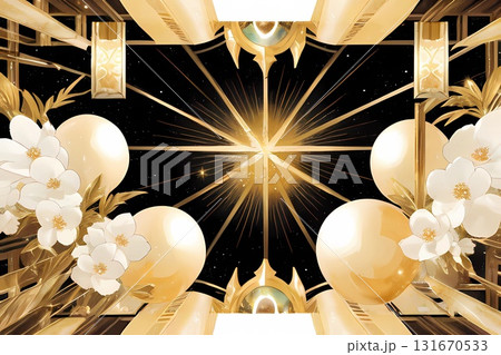 古典イメージの舞台背景風アールヌーボーデザインフレーム 古典イメージの舞台背景風アールヌーボーデザインフレーム 131670533