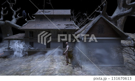 ハロウィンの飾りつけをした家 ハロウィンの飾りつけをした家 131670613