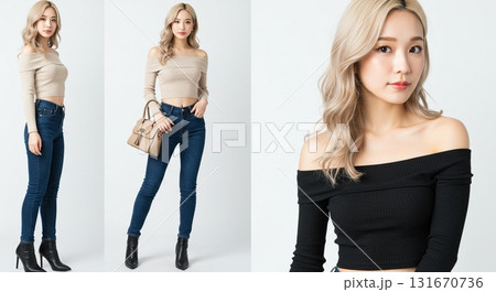 大人っぽい金髪の女子大生 3種 131670736