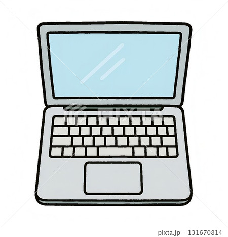 上から見た開いたノートPCのシンプルイラスト 131670814