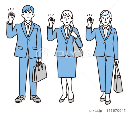 シンプル　イラスト　リクルートスーツを着て立つ男性と女性リクルートスーツを着て立つ男性と女性 131670945