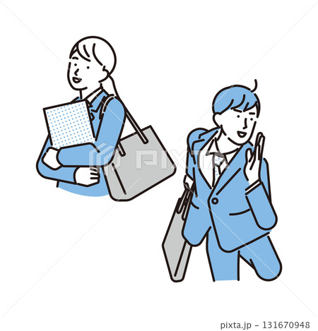 シンプル　イラスト　就職活動中の男性と女性 131670948