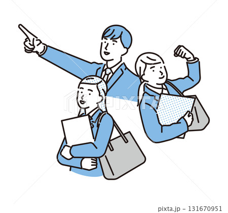 シンプル　イラスト　就職活動中の男性と女性 131670951