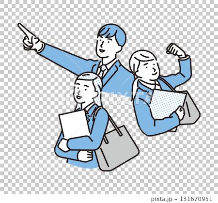 シンプル　イラスト　就職活動中の男性と女性 131670951