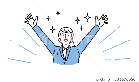 シンプル イラスト 内定が決まって喜ぶ女性 シンプル イラスト 内定が決まって喜ぶ女性 131670956