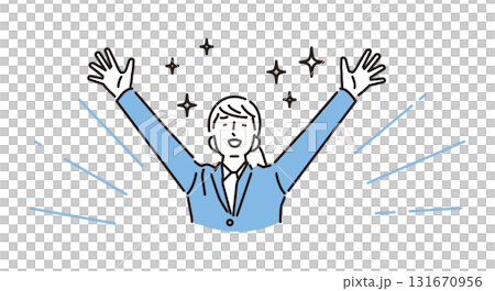 シンプル イラスト 内定が決まって喜ぶ女性 シンプル イラスト 内定が決まって喜ぶ女性 131670956
