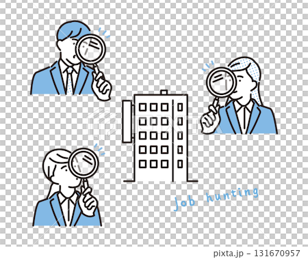 簡單圖示：一位男士和一位女士正在研究就業機會 131670957