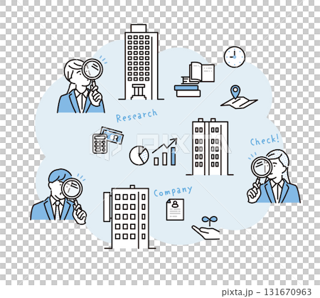 簡單圖示:一位男士和一位女士正在研究就業機會 簡單圖示:一位男士和一位女士正在研究就業機會 131670963