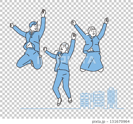 簡單說明求職過程中微笑男人和女人跳躍 簡單說明求職過程中微笑男人和女人跳躍 131670964