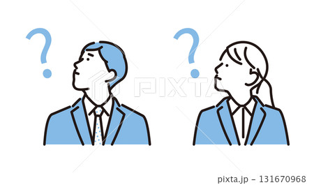シンプル イラスト 考え事をする就職活動中の男性と女性 シンプル イラスト 考え事をする就職活動中の男性と女性 131670968