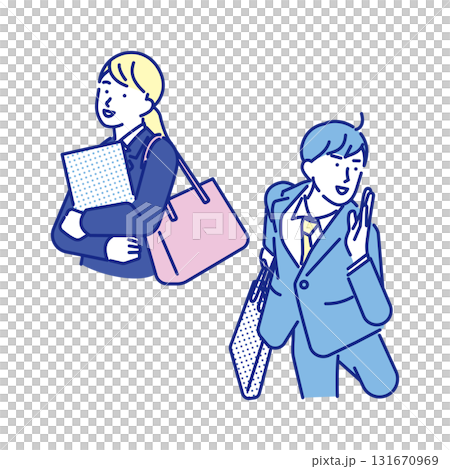 男性和女性尋找工作的簡單插圖 131670969